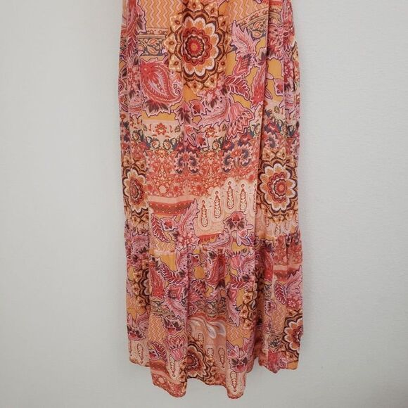 Knox Rose Floral Maxi Dress Orange Small Boho Maximalist Beachy Flowy Casual - Picture 3 of 10